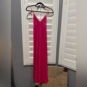 Norma Kamali Hot Pink Velvet Slip Dress